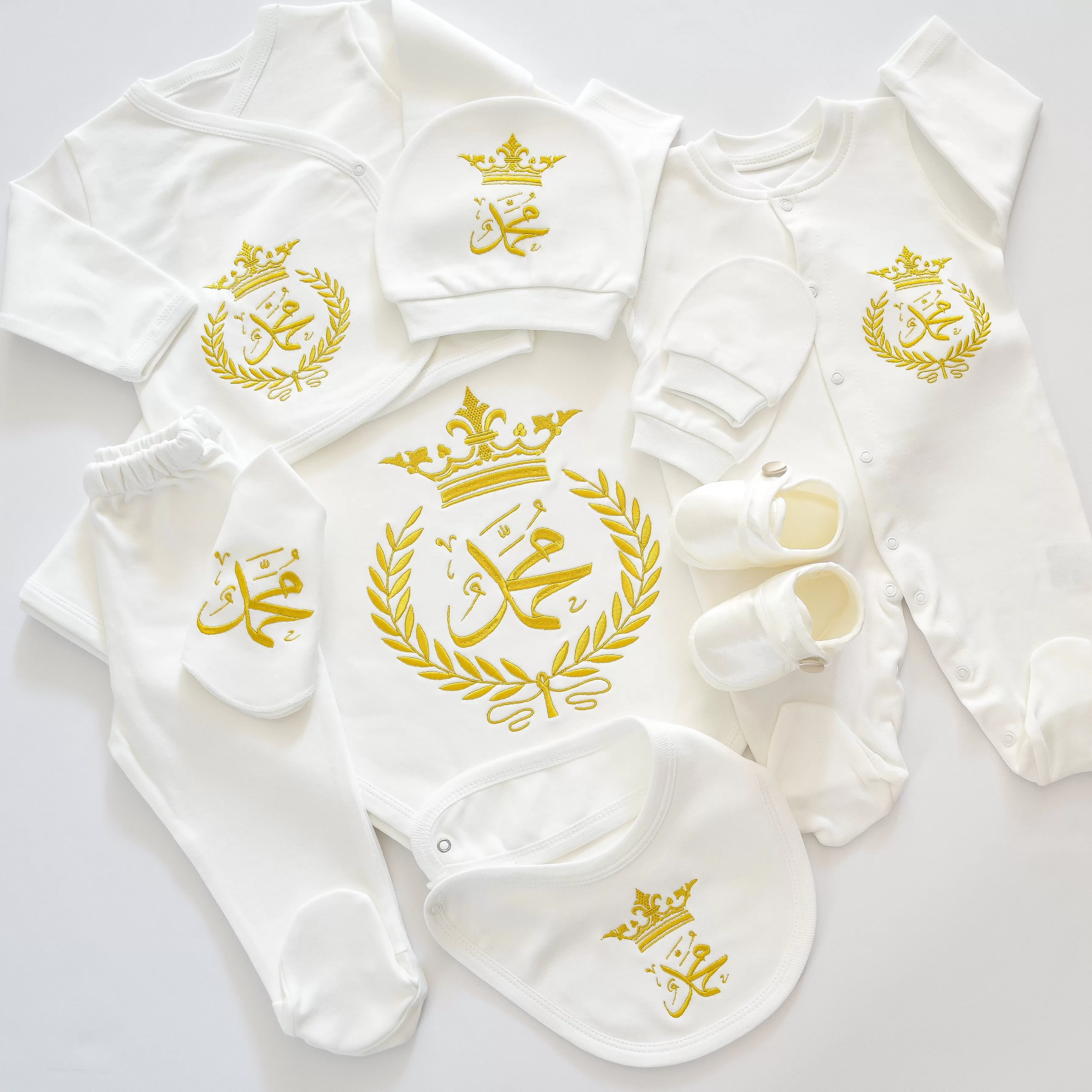 10 Pieces Baby Prince Embroidery Set - Personalised Baby Set