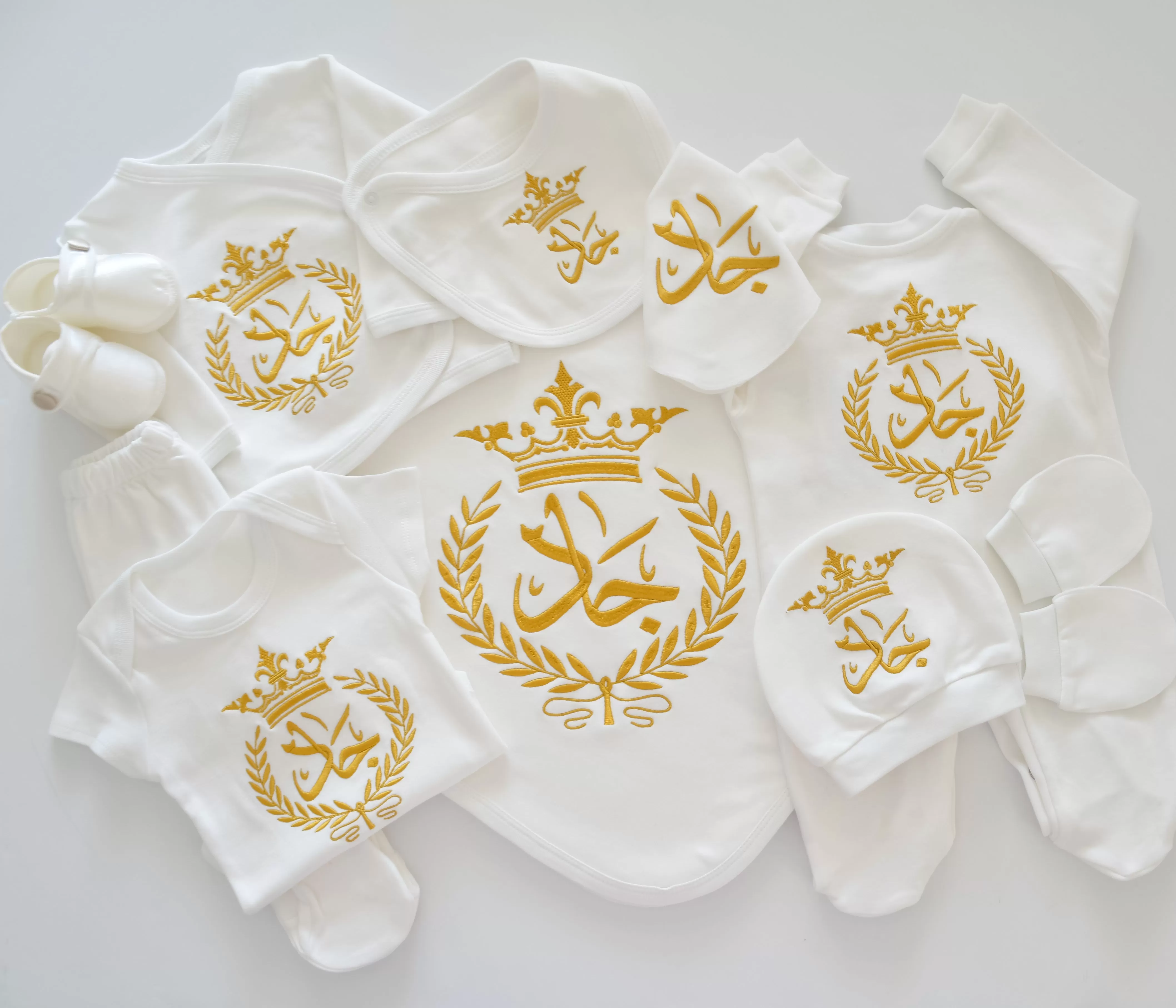 10 Pieces Baby Prince Embroidery Set - Personalised Baby Set