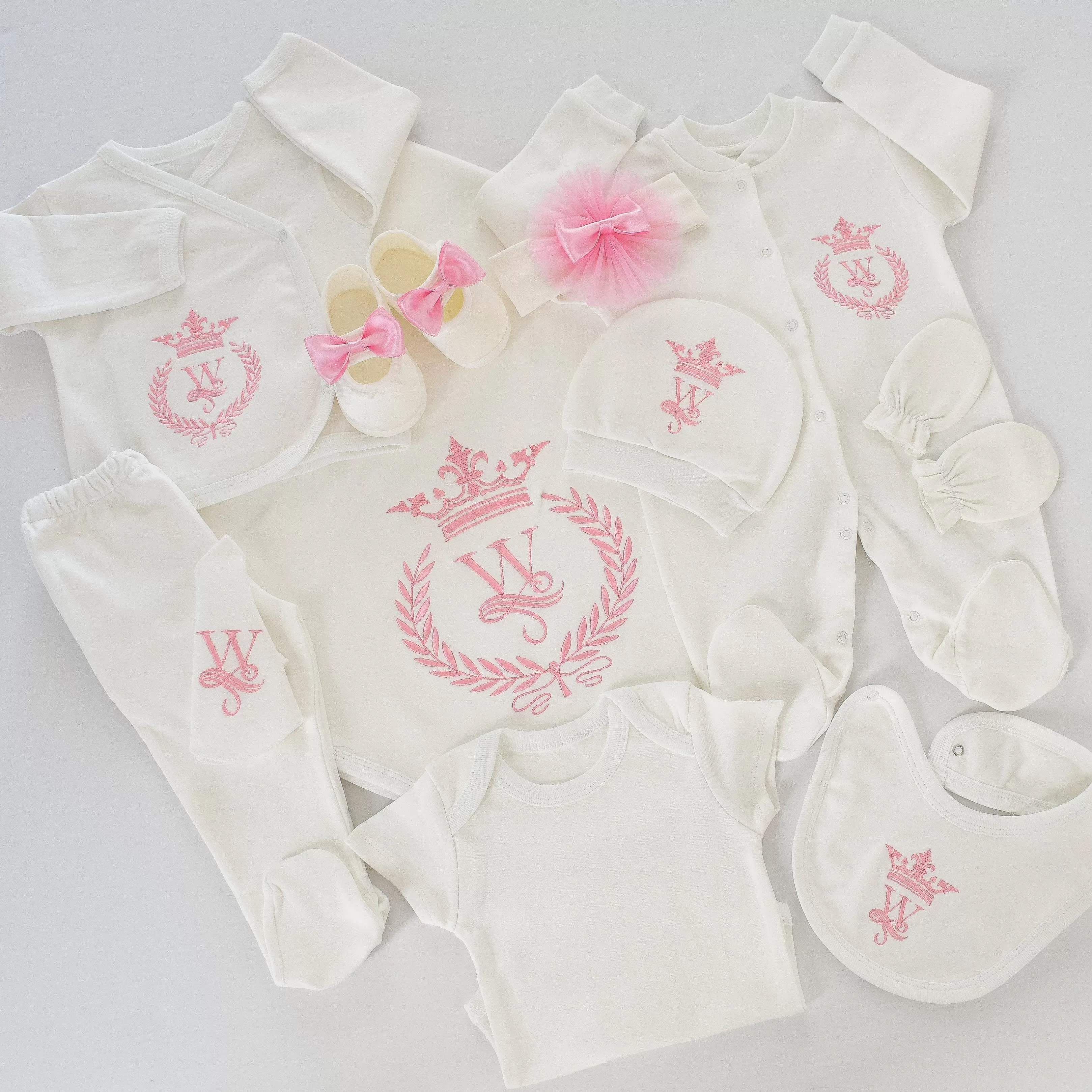 10 Pieces Baby Prince Embroidery Set - Personalised Baby Set