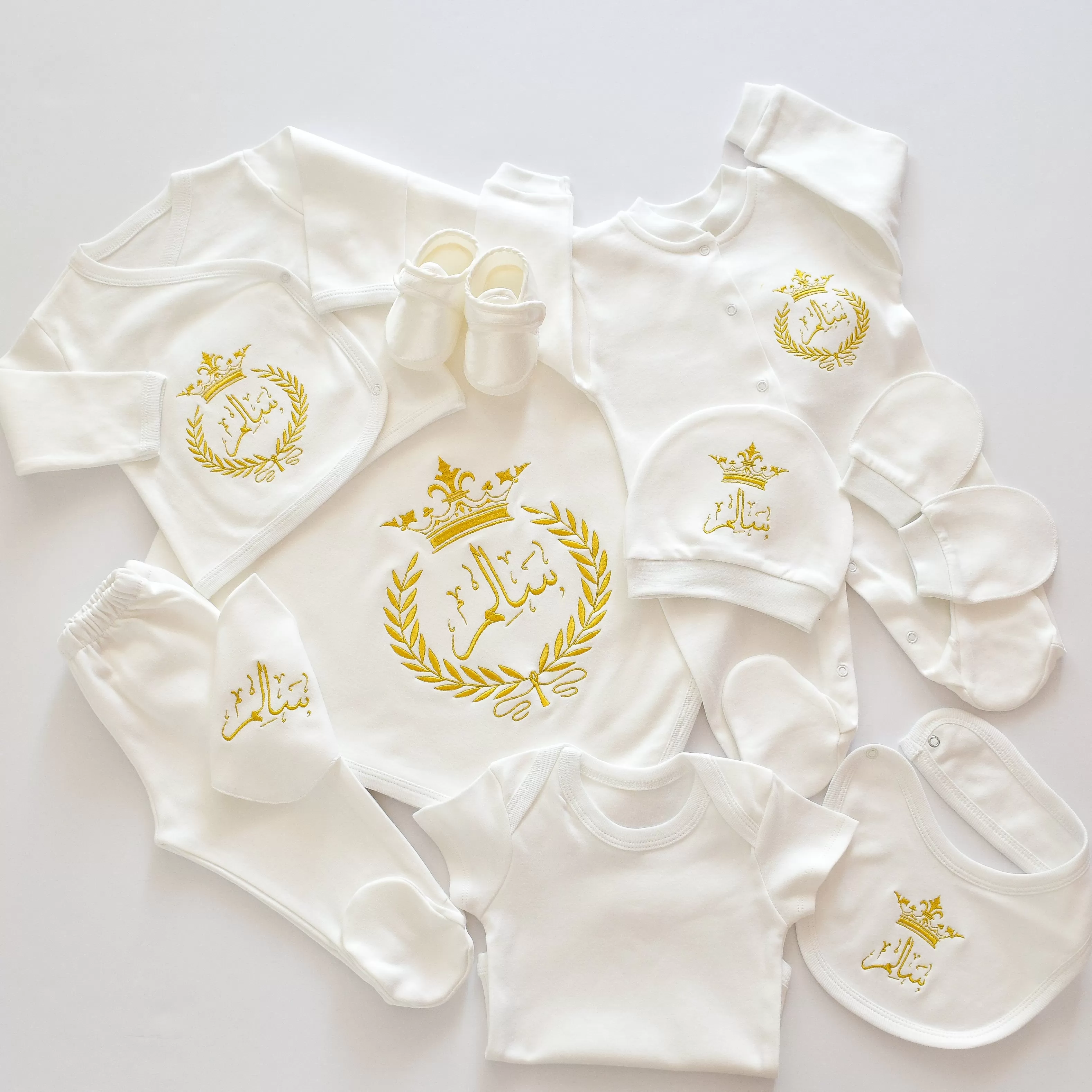 10 Pieces Baby Prince Embroidery Set - Personalised Baby Set