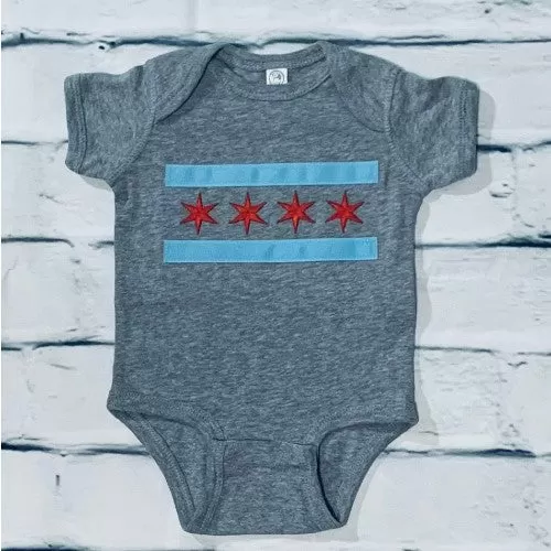 12 Month Chicago Flag Onesie