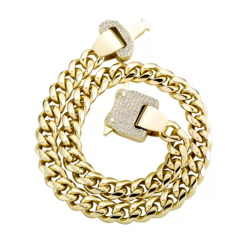 12MM Large Iced Out Buckle Cuban Chain