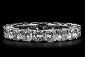 18K White Gold 3.74 Carat Total Weight Cushion Diamond Eternity Band