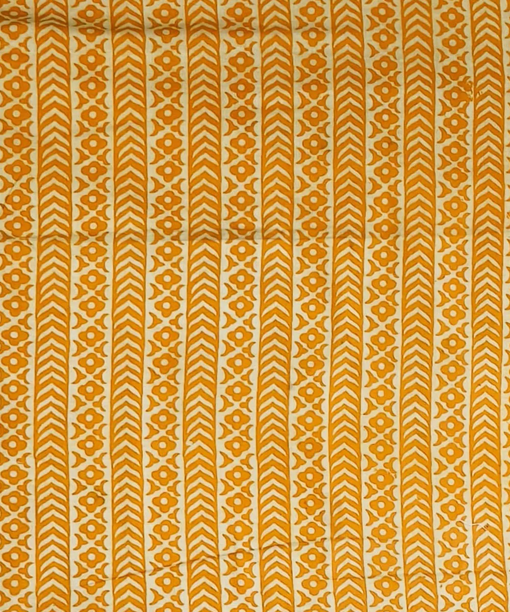 2.5m Yellow handblock printed cotton sanganeri print kurta material