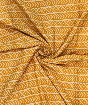 2.5m Yellow handblock printed cotton sanganeri print kurta material