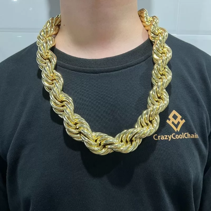 30mm 18K Gold Finish Rope Chain