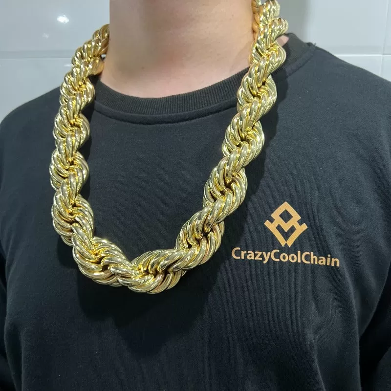 30mm 18K Gold Finish Rope Chain