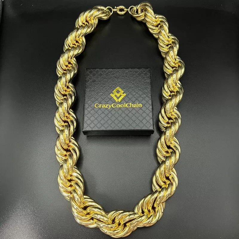 30mm 18K Gold Finish Rope Chain