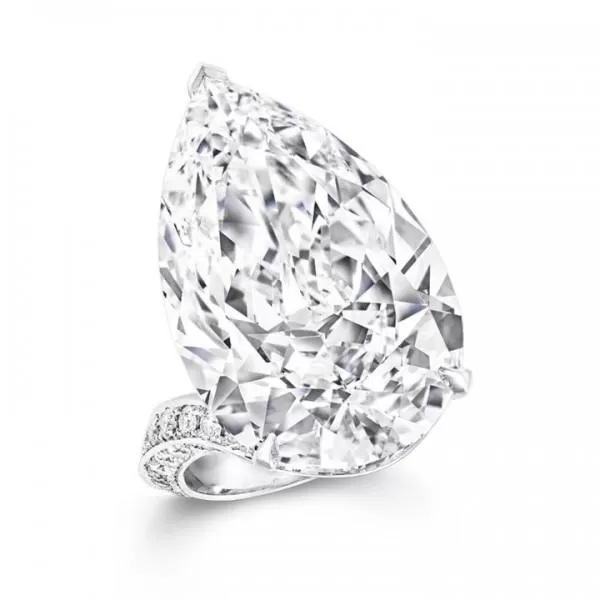 4.5ct Unique Pear Cut Bypass Sterling Silver Engagement Ring