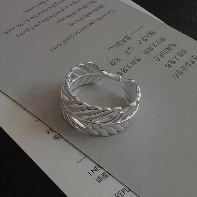 925 Sterling Silver Wide Palm Leaf Plain Ring