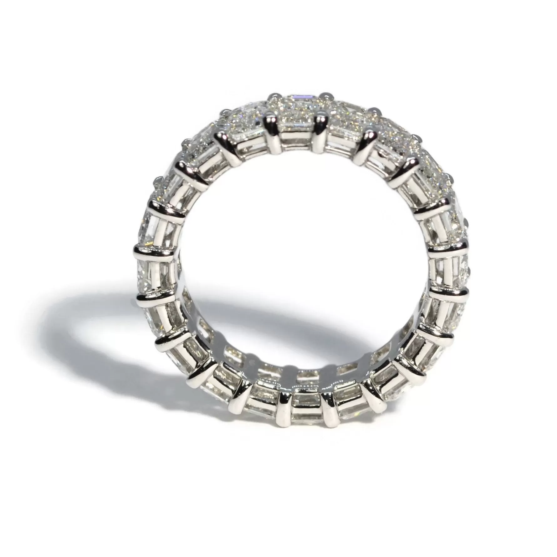 AFJ Diamond Collection - Eternity Band Ring with Emerald-cut Diamonds 6.97 carats, Platinum