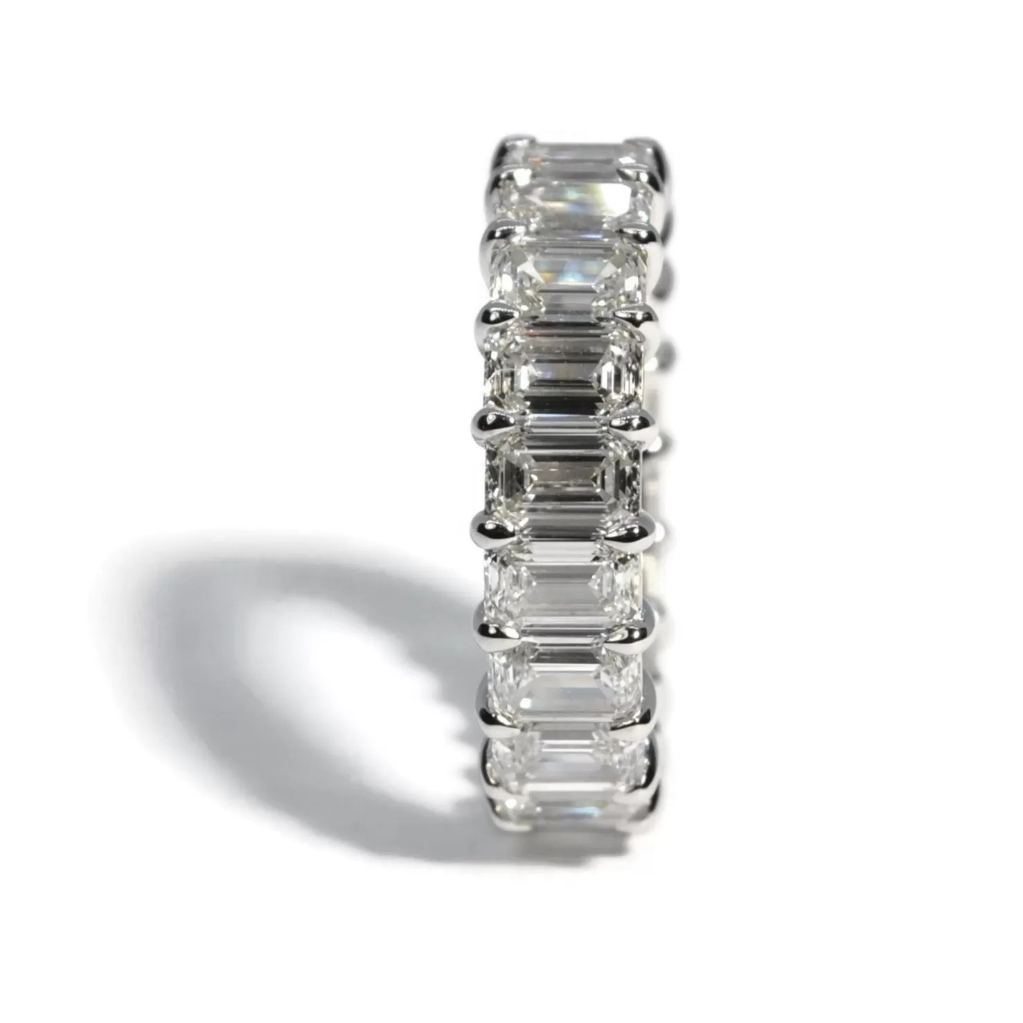 AFJ Diamond Collection - Eternity Band Ring with Emerald-cut Diamonds 6.97 carats, Platinum