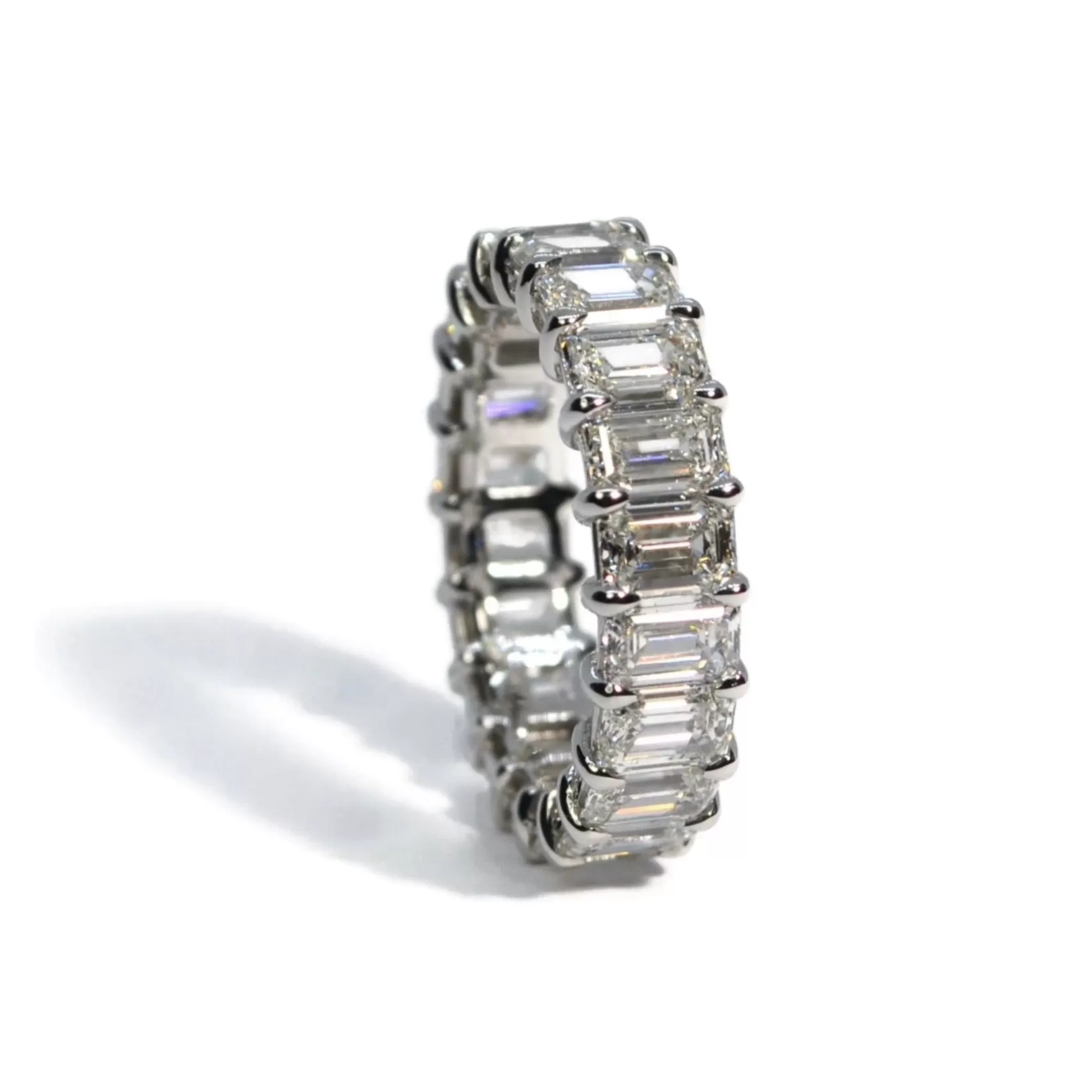 AFJ Diamond Collection - Eternity Band Ring with Emerald-cut Diamonds 6.97 carats, Platinum