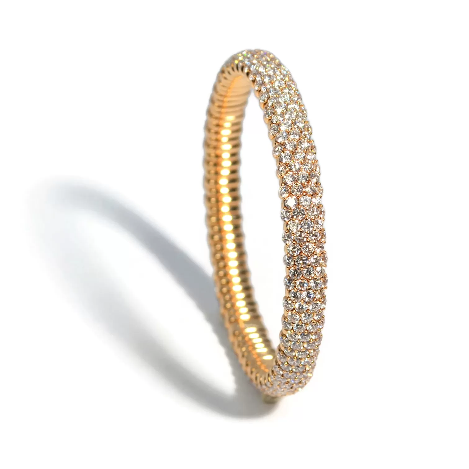 AFJ Diamond Collection - Flexible Bracelet with Diamonds, 18k Rose Gold