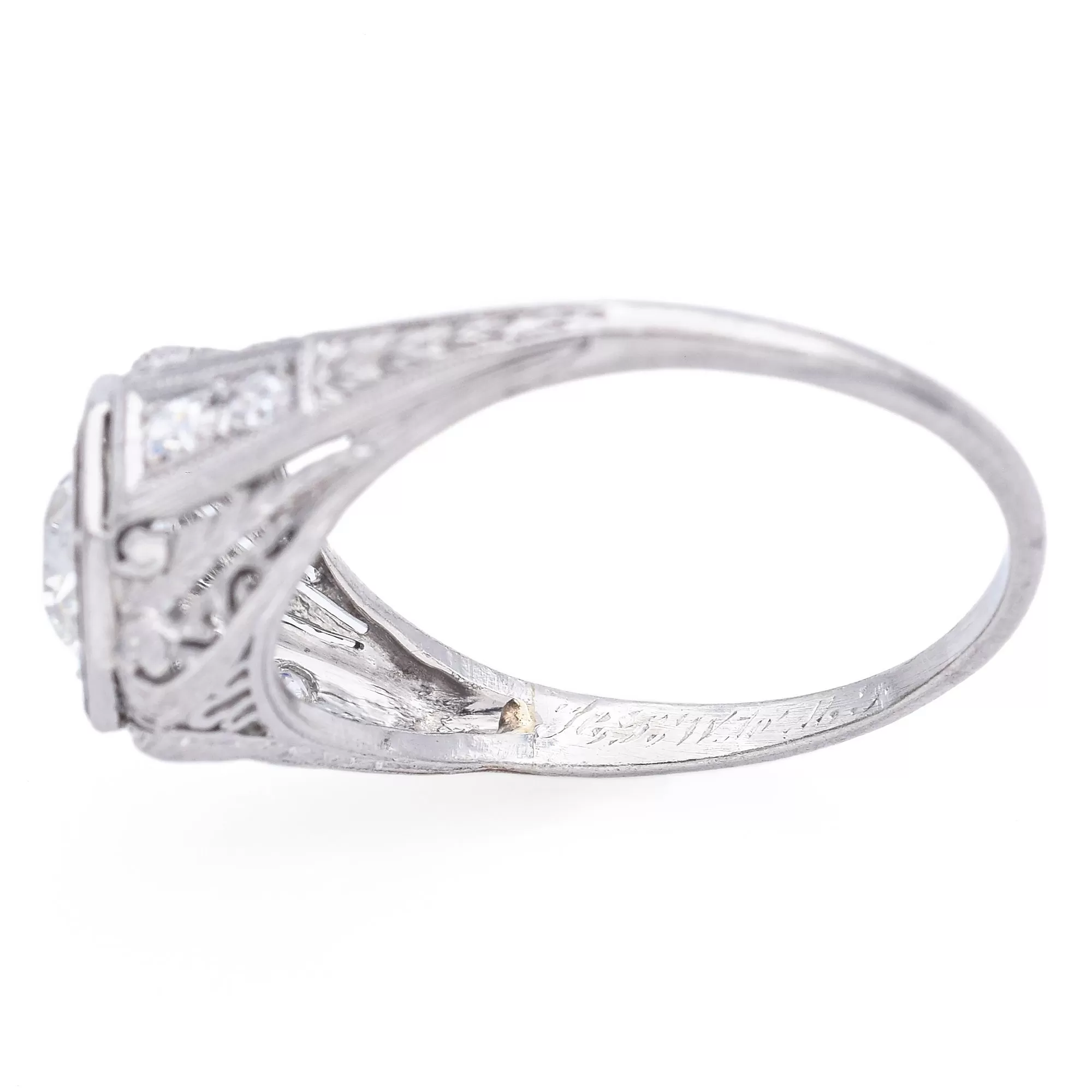 Antique Art Deco Platinum 0.85 TCW Diamond Ring Size 7.5