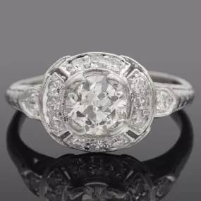 Antique Art Deco Platinum 0.95 TCW Diamond Band Ring Size 5.25