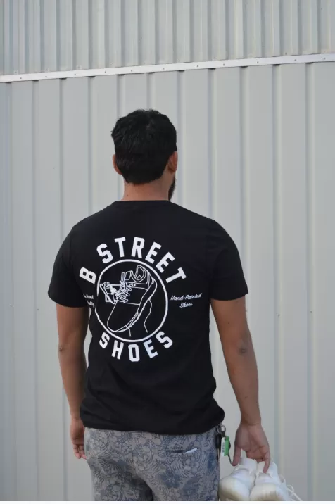 B Street Pocket Tee-Shirt- Black with Retro Logo- LIMITED QUANTITY & SIZING