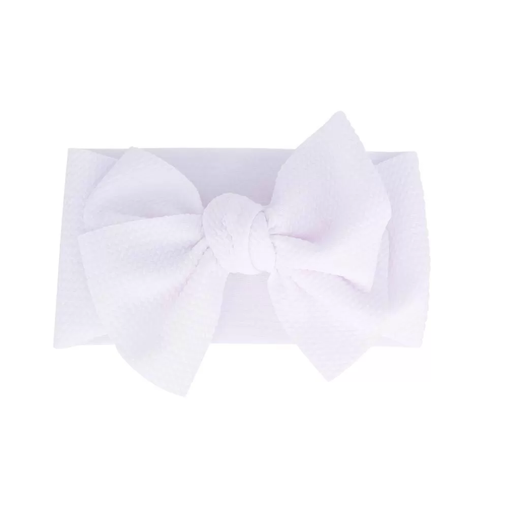 Baby Adjustable Bow Headband — White