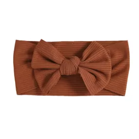 Baby Textured Single Soft Bow Knot Headband — Rust