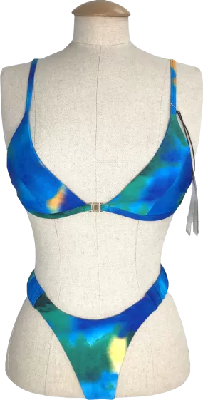 Bikini Bible Blue Nala Scrunch Bottoms & Baia Bralette In Montego Print UK XS