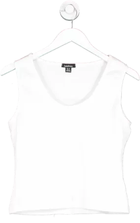 boohoo White Ribbed Lounge Vest UK 14