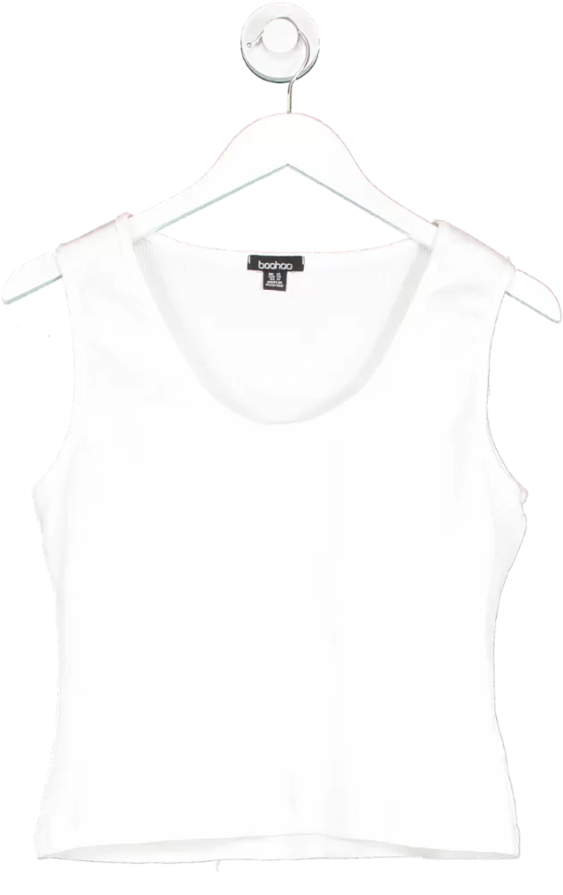 boohoo White Ribbed Lounge Vest UK 14