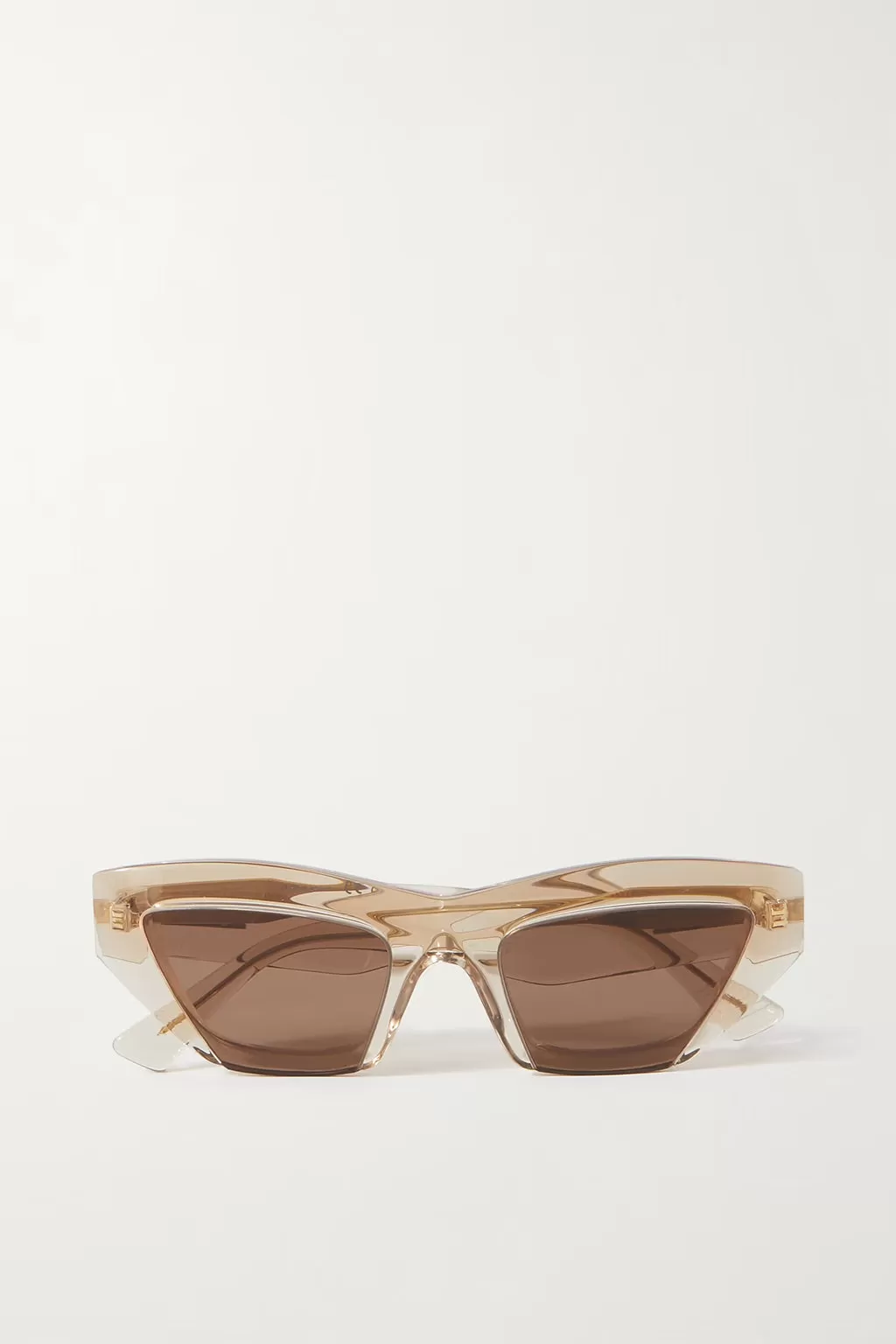 BOTTEGA VENETA BOLD CAT-EYE SUNGLASSES IN NUDE AND BROWN