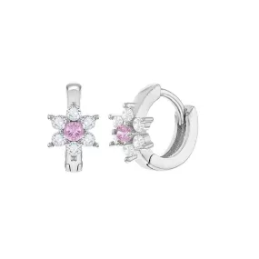 CZ Gem Flower 7mm Sterling Silver Baby Children Earrings