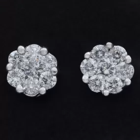 Estate 14K White Gold 0.48 TCW Diamond Round Screwback Stud Earrings 6 mm