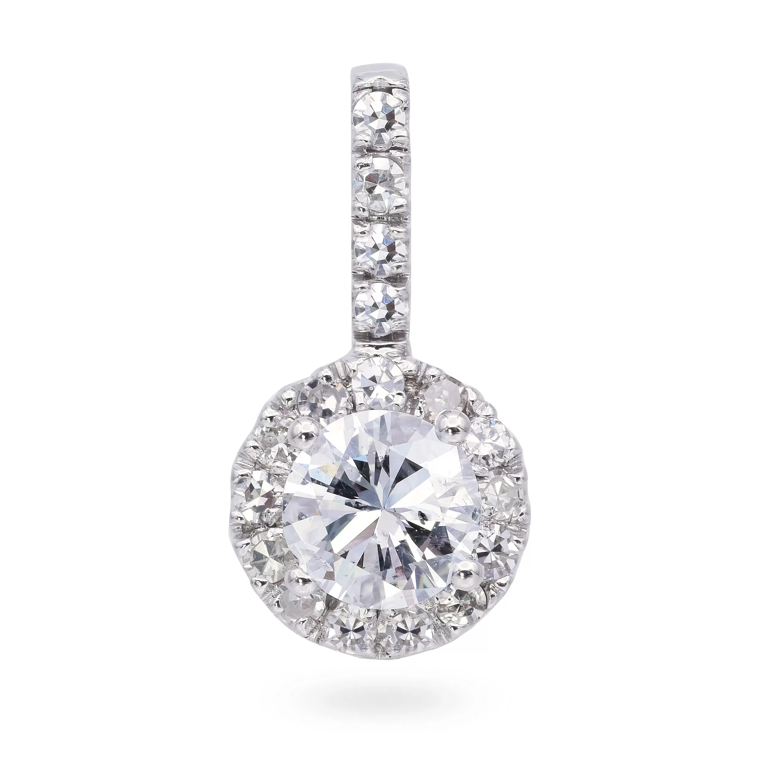 Estate 14K White Gold 1.25 TCW Diamond Round Pendant