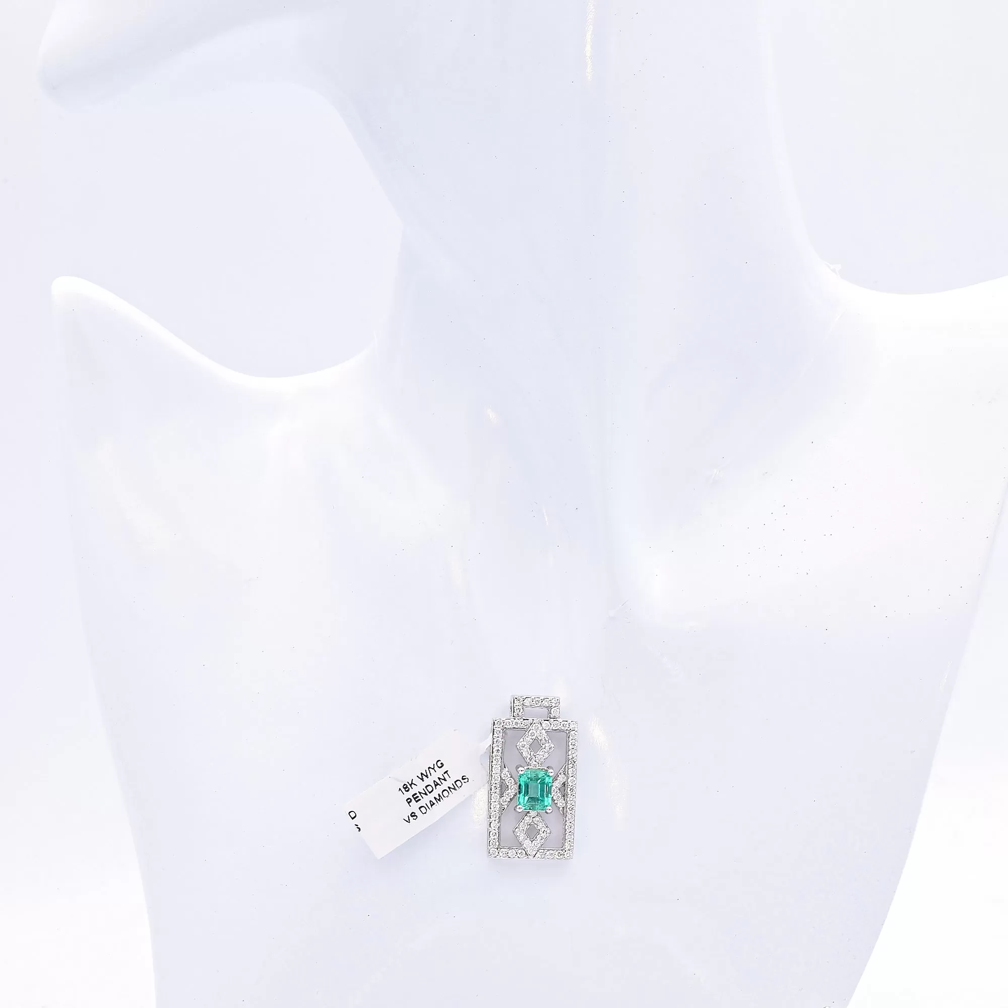 Estate 18K White Gold 1.37 Ct Colombian Emerald & 0.85 TCW Diamond Pendant