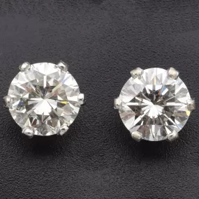 GIA Certified 2.22TCW Round Brilliant Diamond 14K Gold Stud Earrings J VS2 & SI2