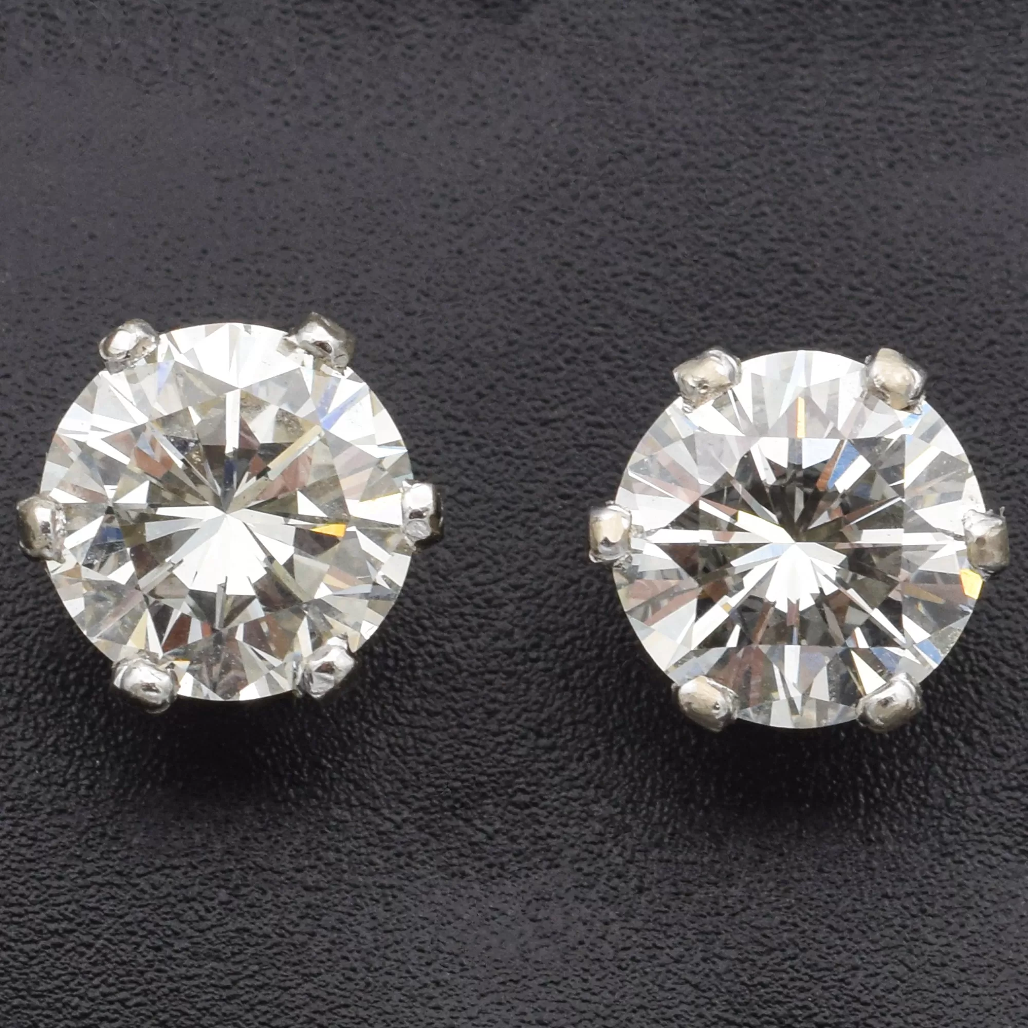 GIA Certified 2.22TCW Round Brilliant Diamond 14K Gold Stud Earrings J VS2 & SI2