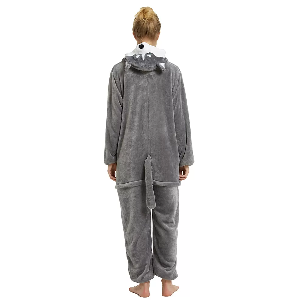 Grey Husky Dog Adult Onesie