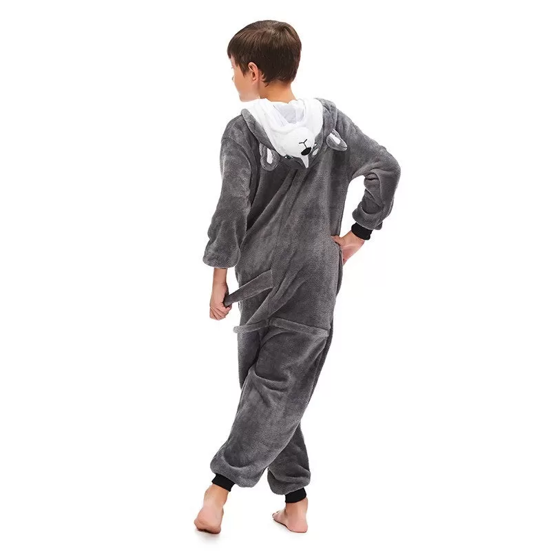 Grey Husky Dog Kids Onesie