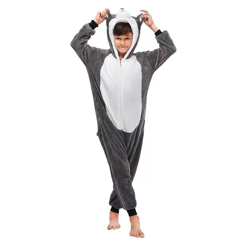 Grey Husky Dog Kids Onesie