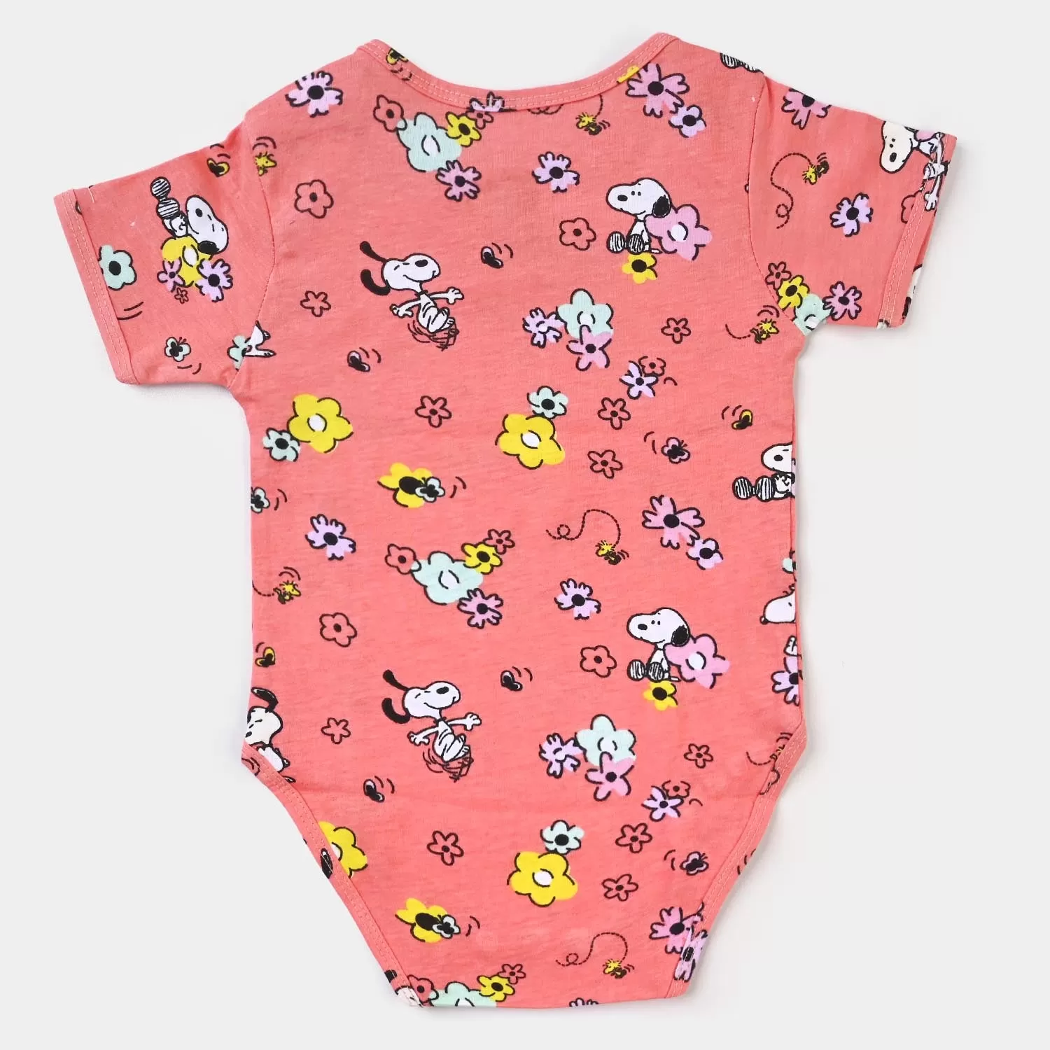 Infant Unisex  Romper Character & flower-PEACH NECT