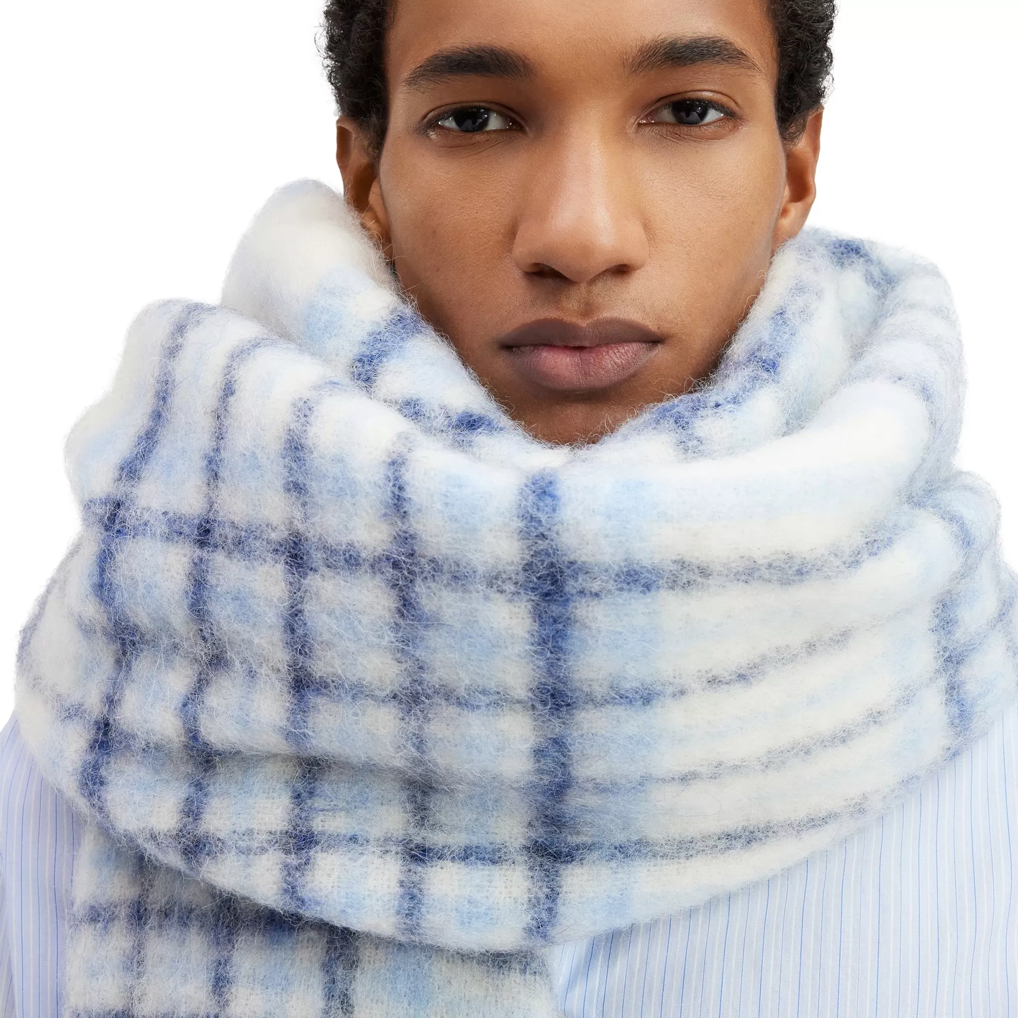 Jacquemus L'echarpe Carro Checked Blue Scarf