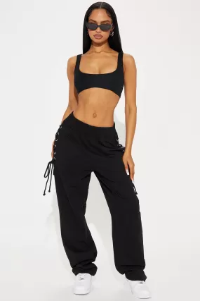 Jaded Lace Up Lounge Pant - Black