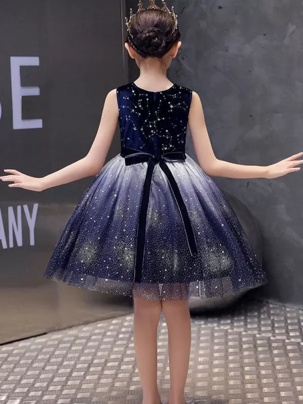 Jewel Neck Tulle Kids Social Party Dresses Sleeveless Flower Girl Dresses