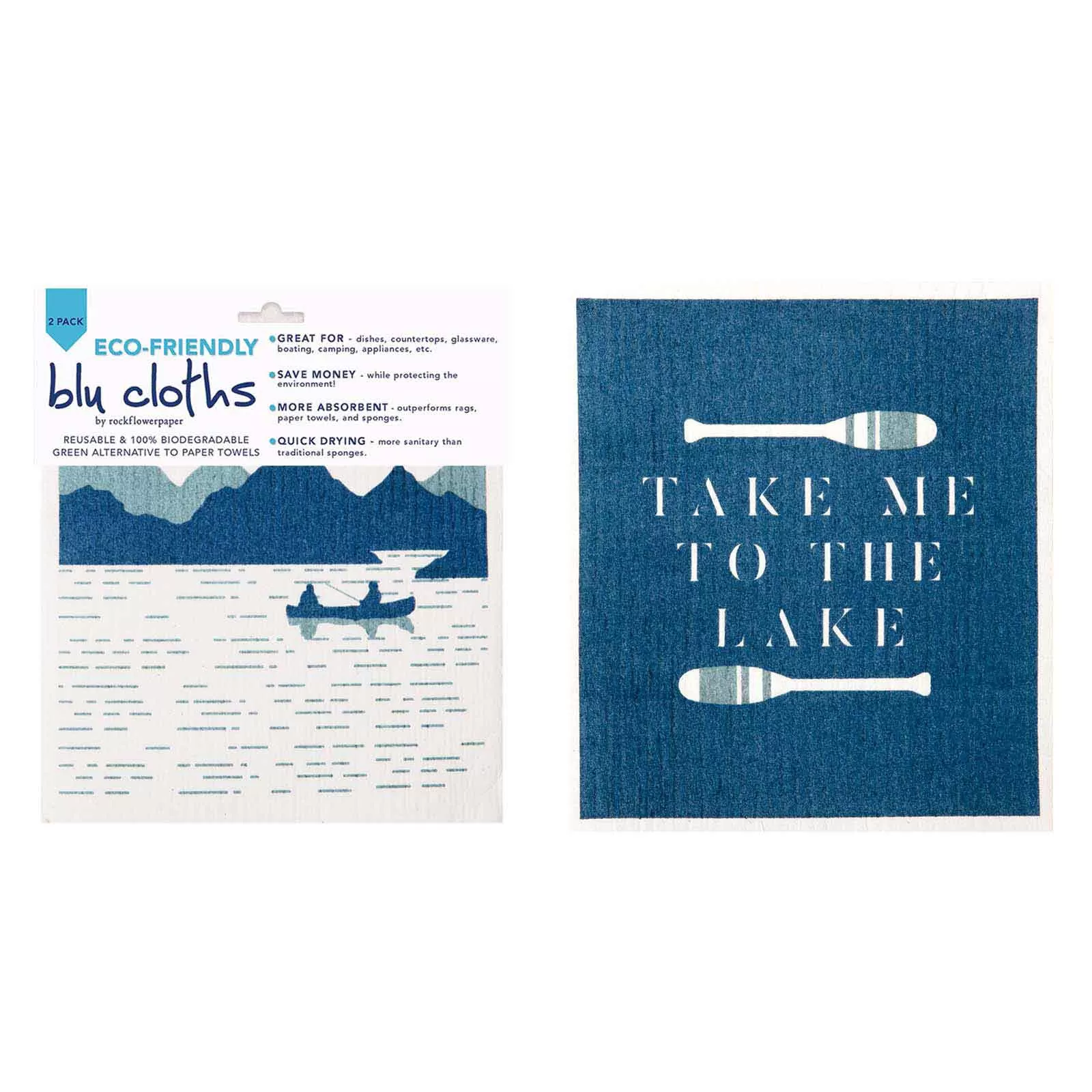 Lake Eco-Friendly blu Sponge Cloth- Set of 2