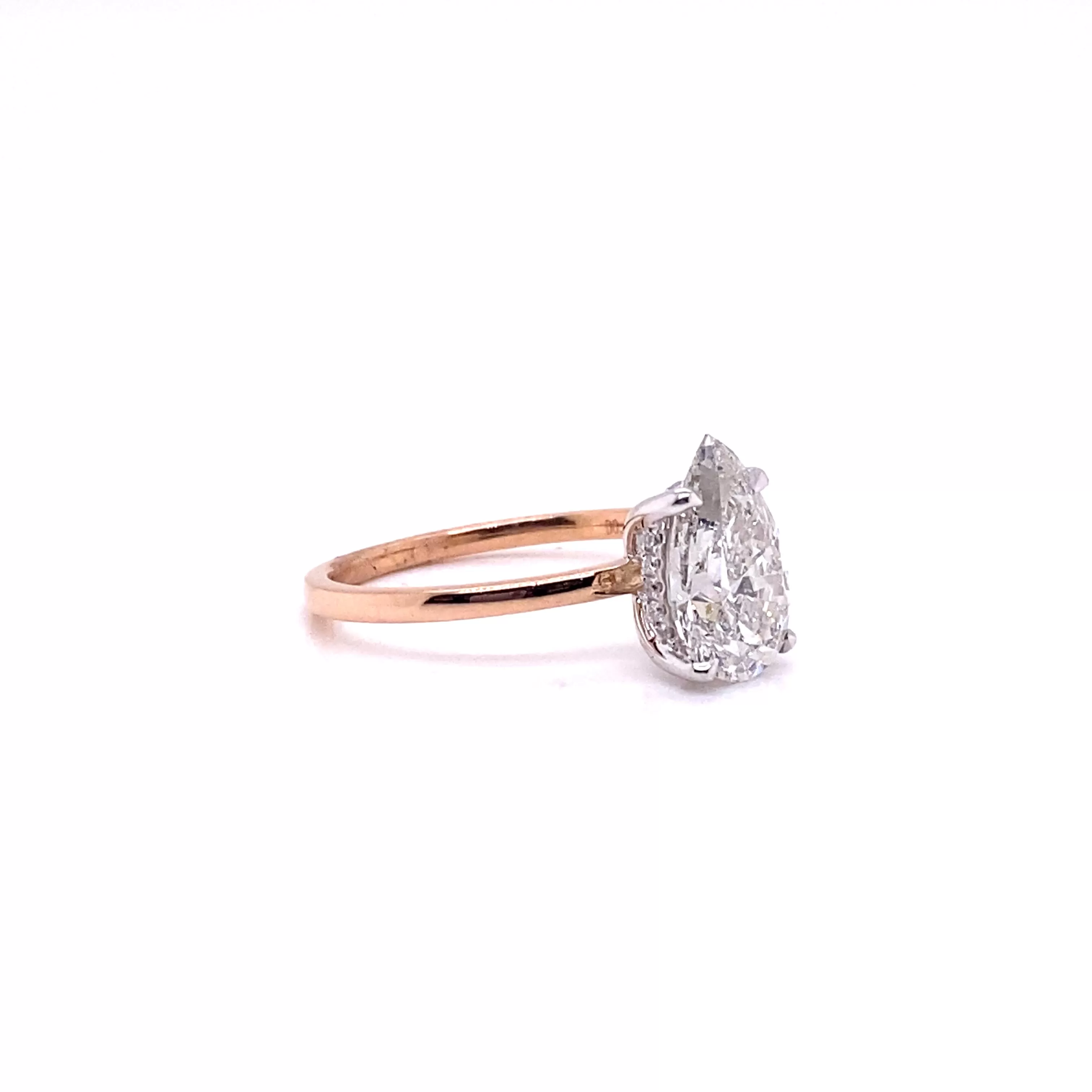 LAVO 2 Carat Pear Shaped Lab Grown Diamond Engagement Ring Rose Gold IGI Certified