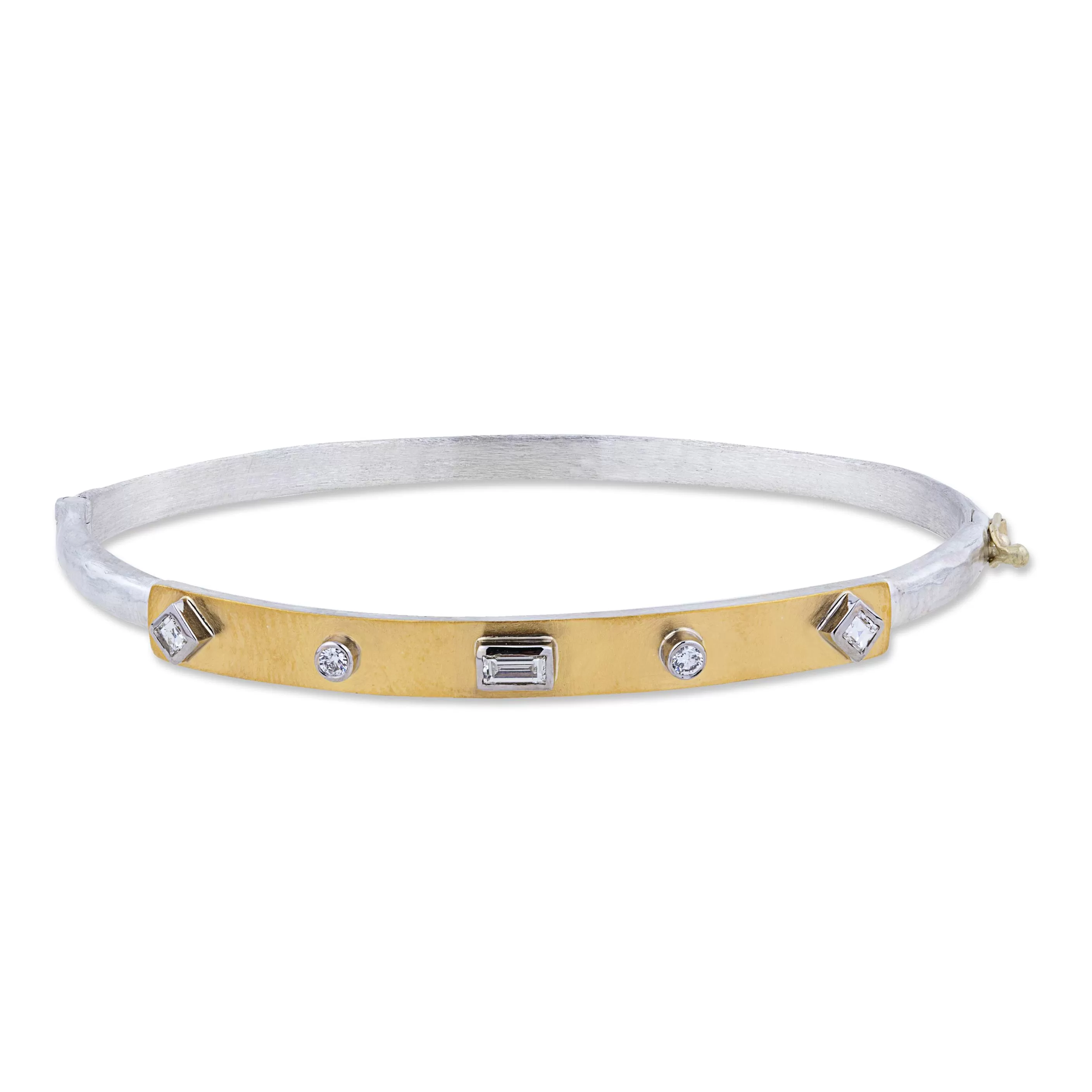 Lika Behar Stockholm Closed Diamond Hand Hammered Bracelet Silver & 24K Gold