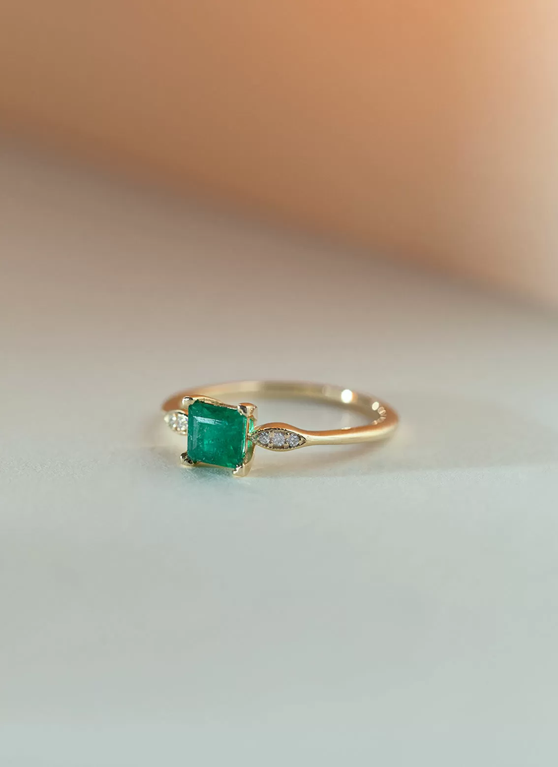 Limited Edition - Timmy diamond emerald ring 14k gold