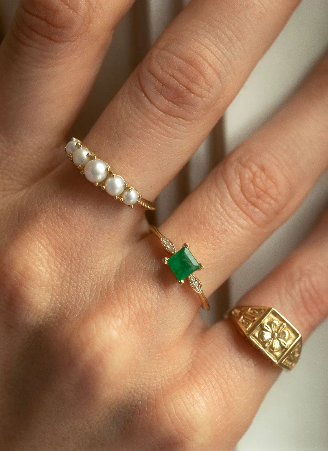 Limited Edition - Timmy diamond emerald ring 14k gold