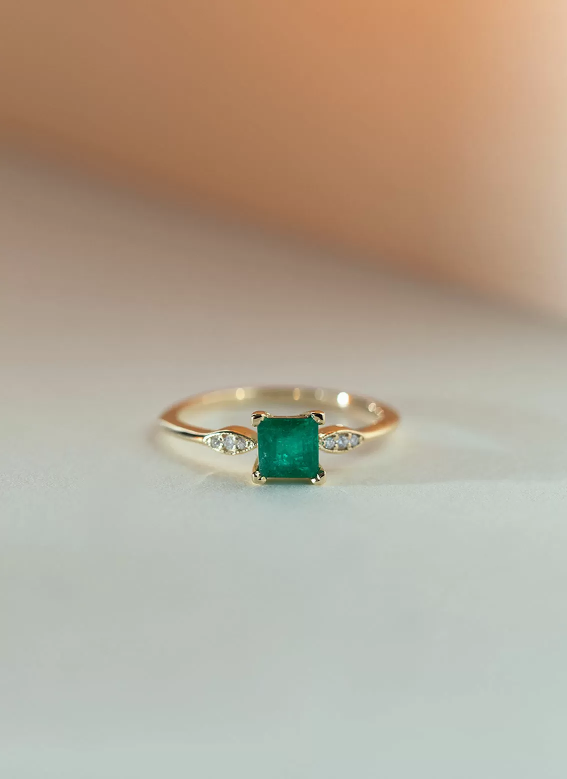 Limited Edition - Timmy diamond emerald ring 14k gold