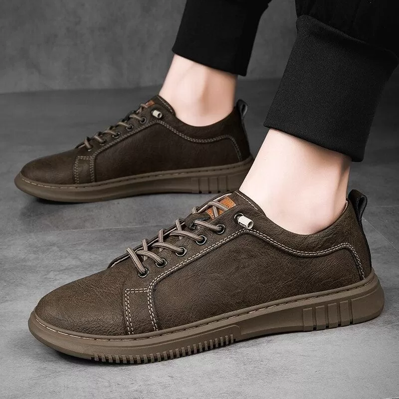 Men's Lightweight Fashion Leather Casual Sneakers: TJ427 Flats Shoes