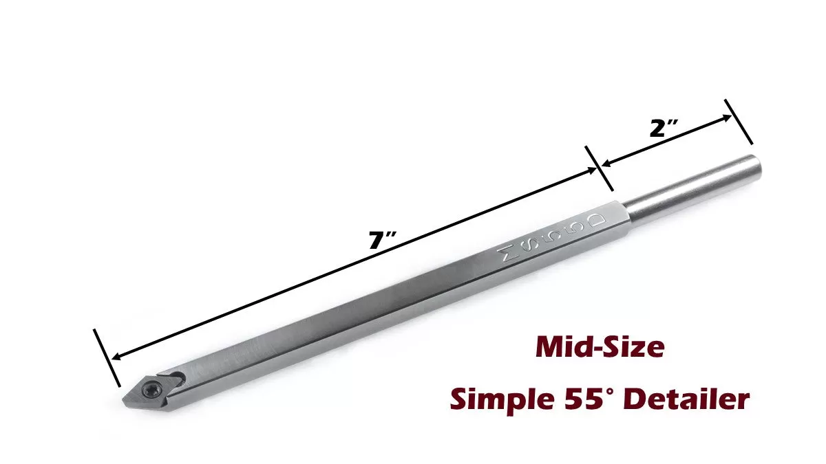 Mid Size Simple 55° Detailer Carbide Diamond Woodturning Lathe 9 Tool