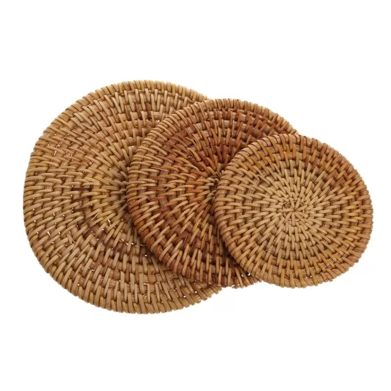 New Handmade Rattan Mat Coasters Tea Coffee Drinks Pot Pad Teapot