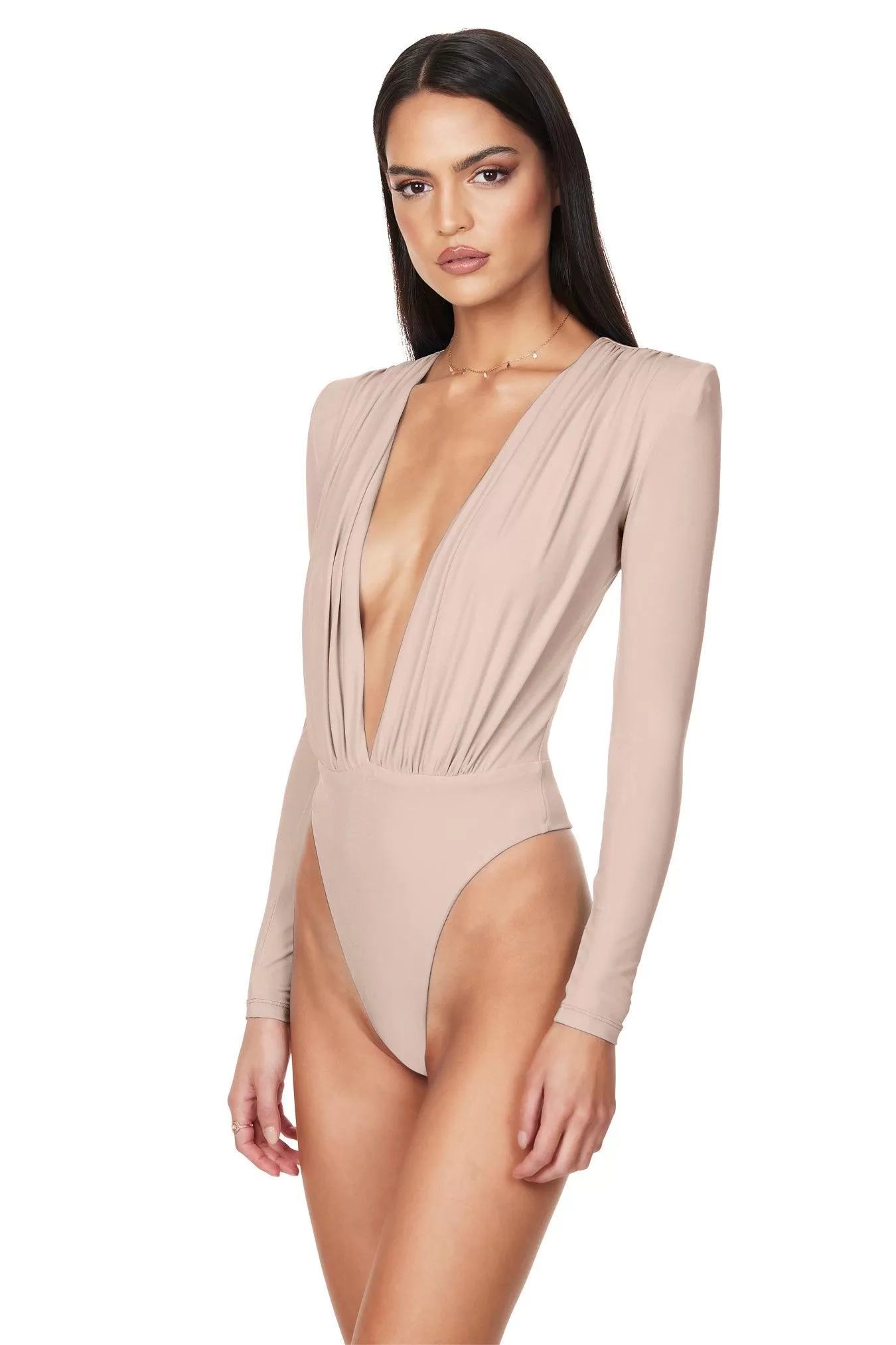 Nookie Dasha Plunge Bodysuit - Latte